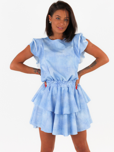 Asymetrické šaty s volánky baby blue c223 k01