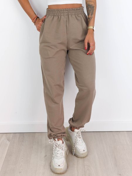 Bavlněné Teplákové Kalhoty Volného Střihu | cappuccino A132