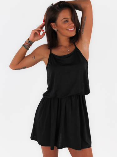 Airy dress with thin frames black c202