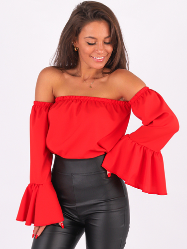 Blouse With Shoulder Straps | red B226