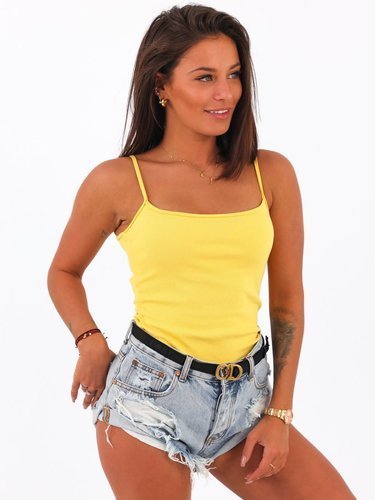 Cotton Boxer Top With Ribbed Blouse | yellow B46