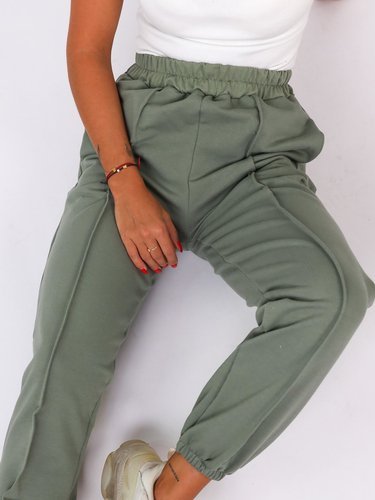 Cotton Sweatpants With Quilting | khaki B11