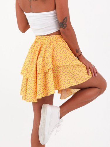 Ruffled Flowy Miniskirt | speckled yellow B73