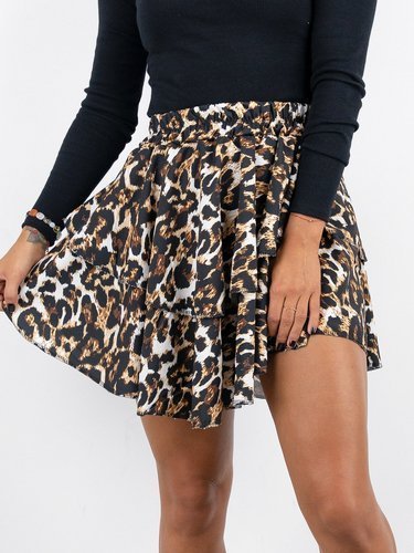 Ruffled Pleated Miniskirt | camouflage A221