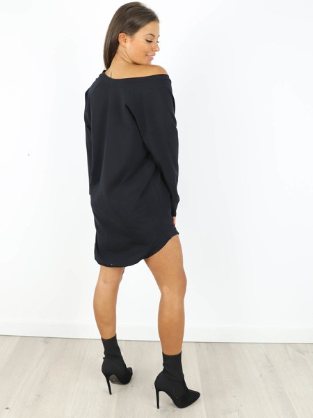 Asymmetrical Oversized Off Shoulder Dress | black X161