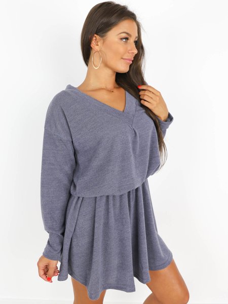 Blouse With Extended V-neckline | grey X155