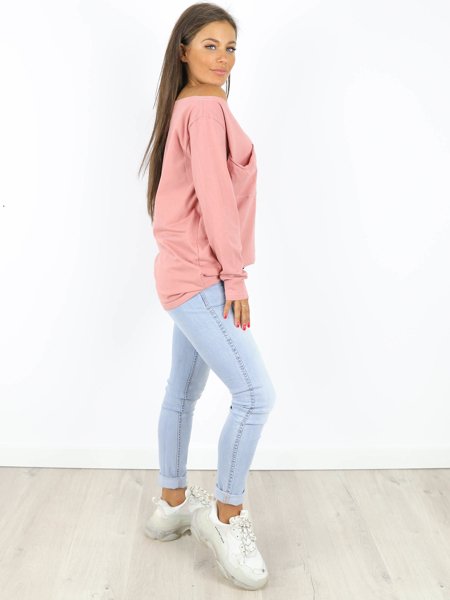 Cotton Blouse With Shoulder Pocket | dirty pink X158