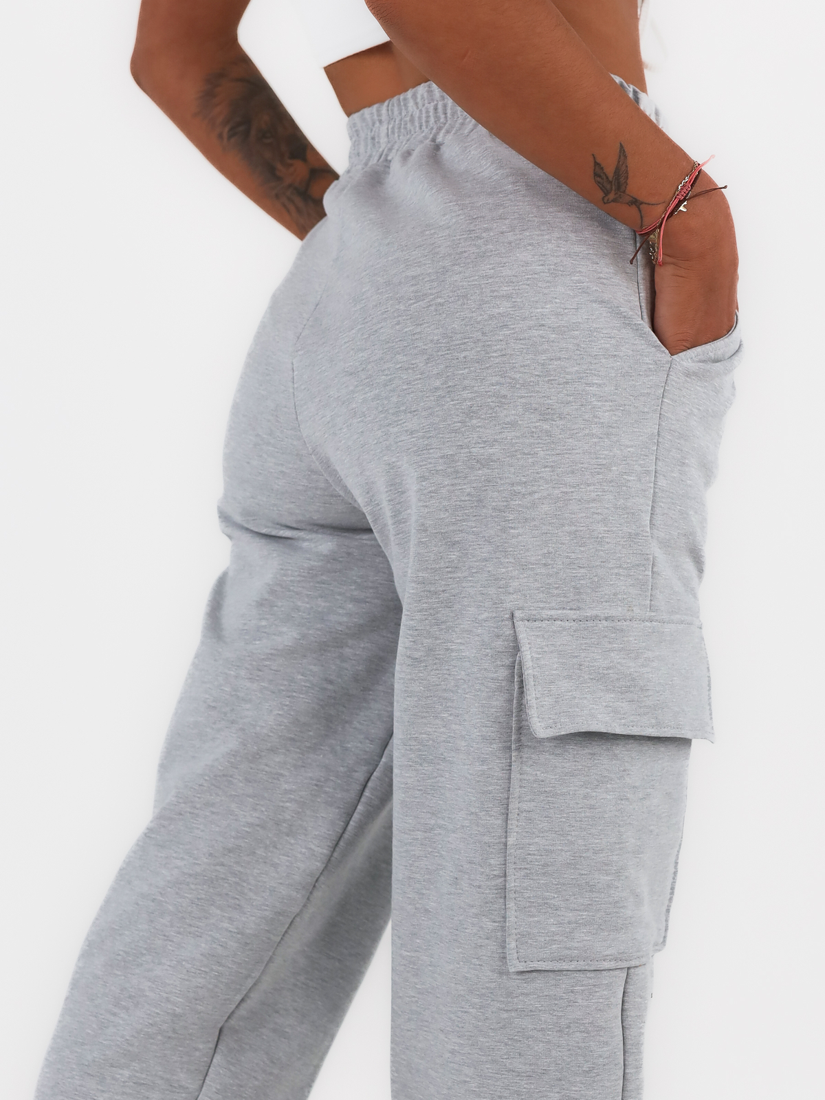 Cotton Sweatpants With Combat Boots | grey C141
