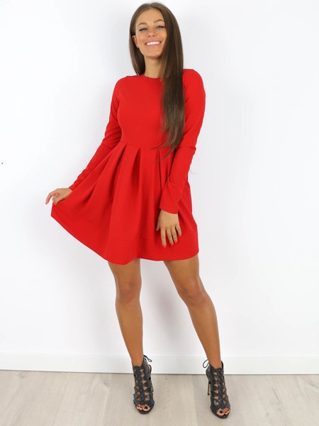 Elegant Flared Dress | red X162