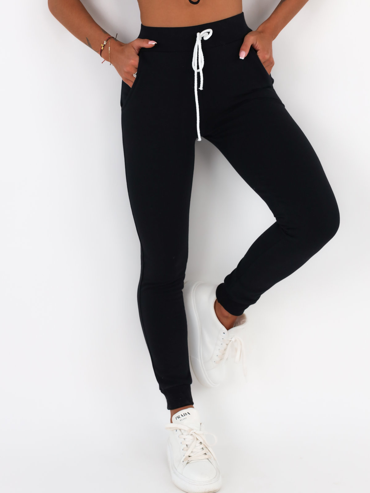 fitted black sweatpants