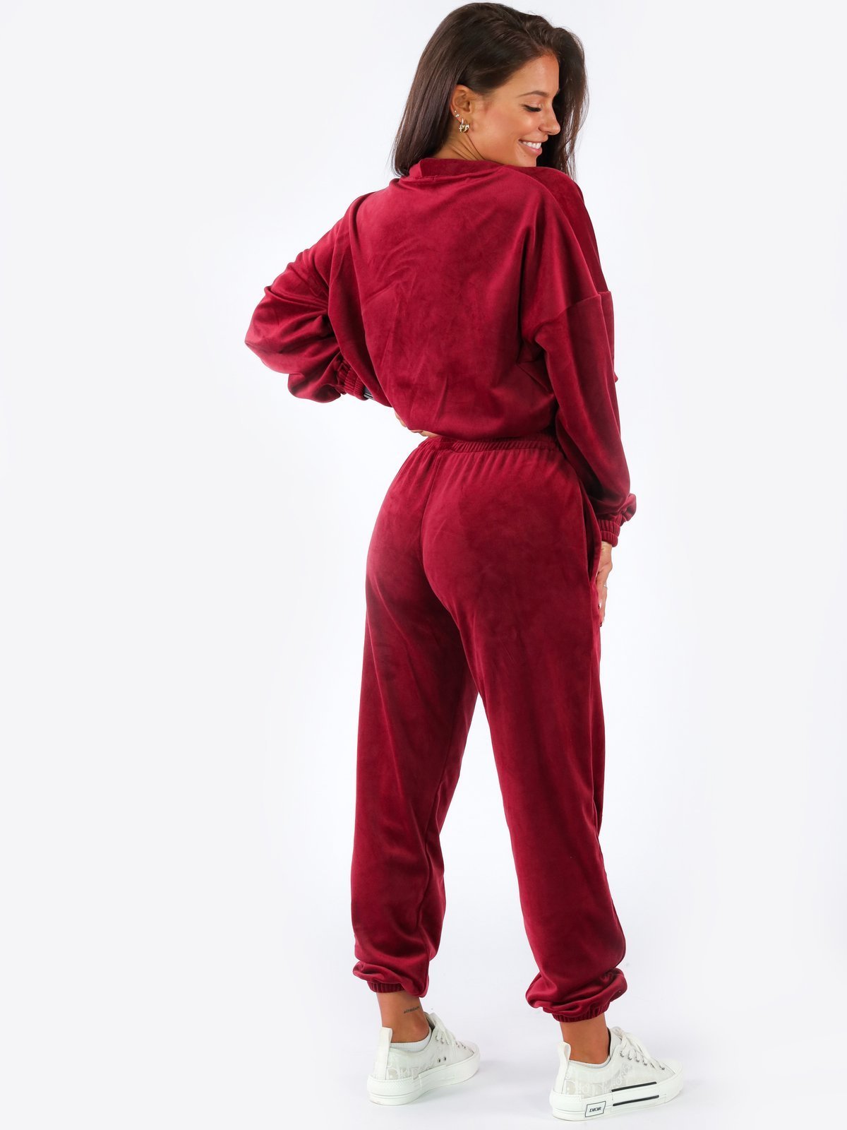 Loose Fleece Sweatshirt + Pants Set | maroon B175