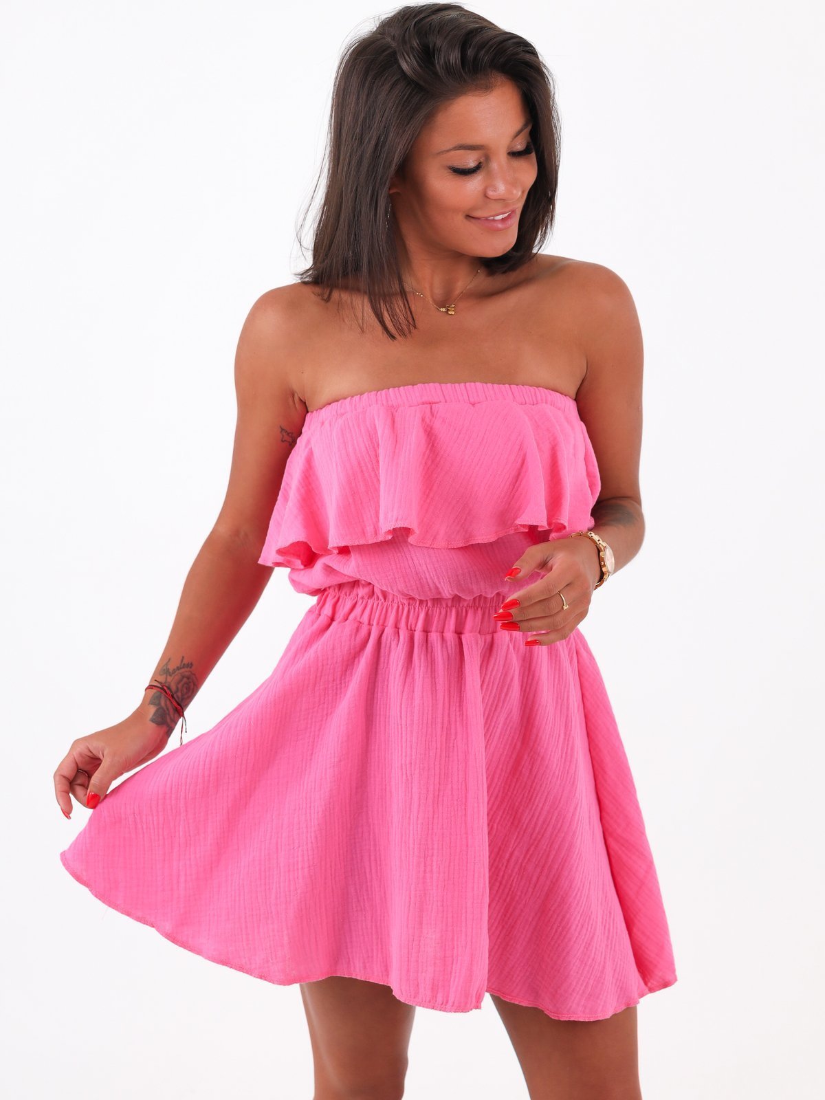 Muslin Striped Dress | pink B90