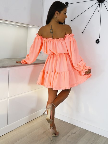 Ruffle Dress With Ruffles | pink neon X55