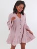 Cotton Muslin Asymmetrical Dress With Buttons | dirty pink B68