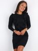 Fitted Dress With Ruffles In Neckline | black A242