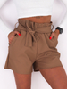Short Pants With Belt Eco Leather Shorts | beige C117