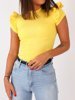 Striped Cotton Blouse With Ruffles On Short Sleeves | yellow B9
