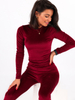 Velour Sweatshirt Set With Fitted Long Sleeve Blouse And Leggings | maroon C105