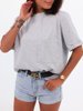 Basic bawełniana bluzka t-shirt z kieszonką oversize szara b117 kk01